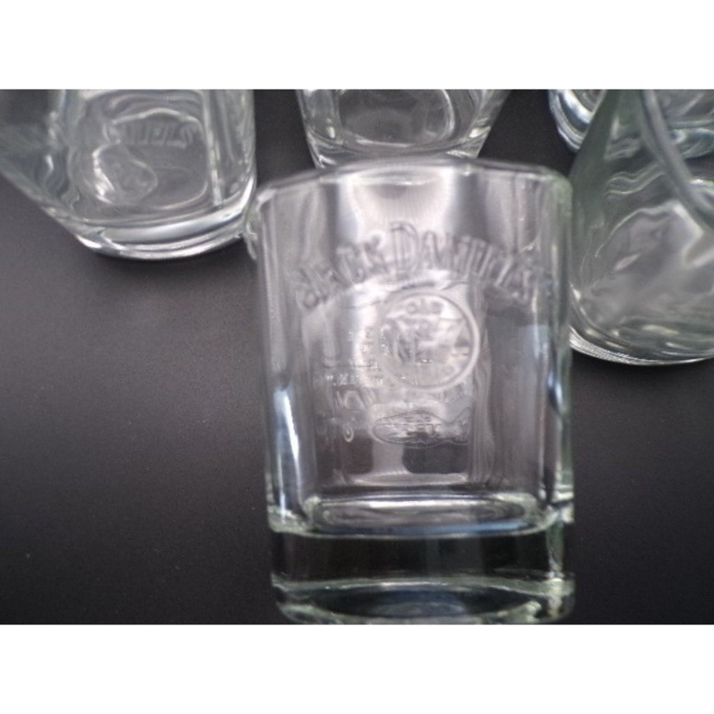 Jack Daniels Old No 7 Whiskey Shot Glasses Square Embossed Clear Set‎ of 8 - Picture 2 of 4